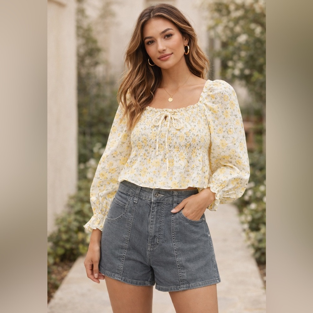 High-Waist Denim Shorts